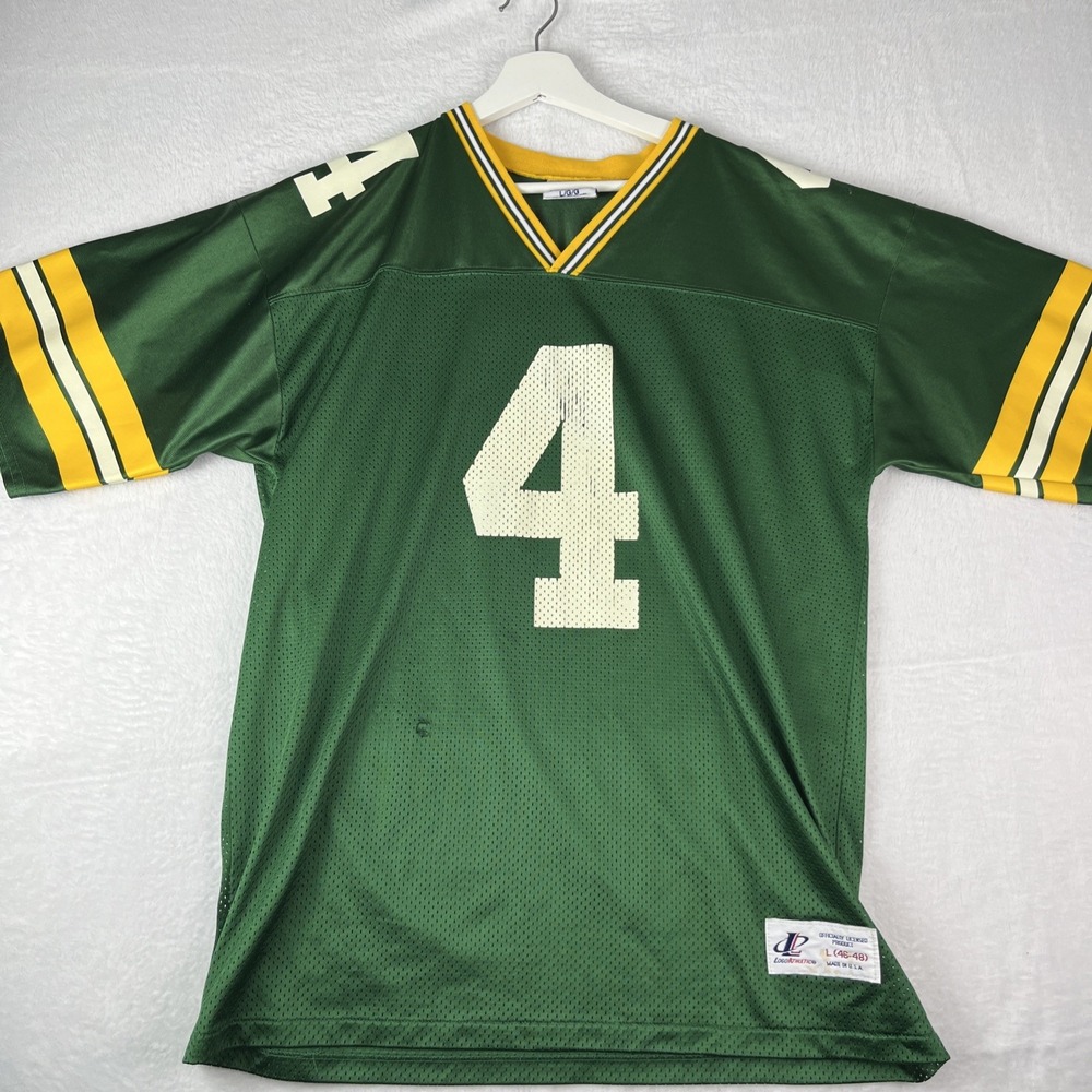 Logo Athletic #4 Brett Favre Green Bay Packers Football Jersey Mens Large Green